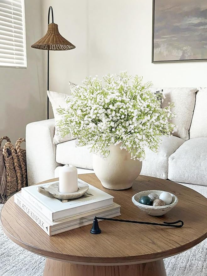 DEEMEI 15 PCS Babys Breath Artificial Flowers Fake Babys Breath Flowers Artificial Bulk White Gypsophila Bouquets Real Touch Faux Flowers for Wedding Floral Arrangement Party Home Decoration