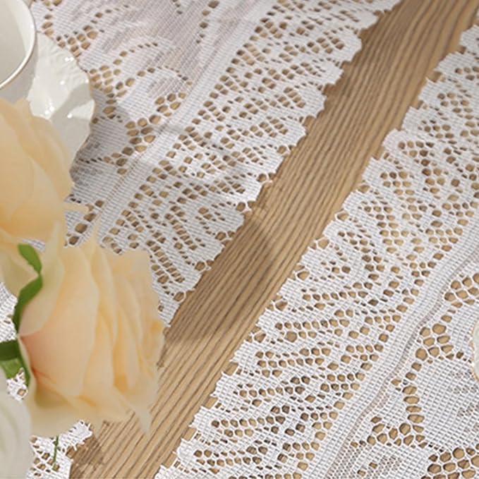 Jayla 2 Pcs Rectangle Lace Placemats for Tables Embroidered Lace Tablemats Vintage Crochet Floral Table Runner Vintage Wedding, Tea Party Decor,12x17 Inch