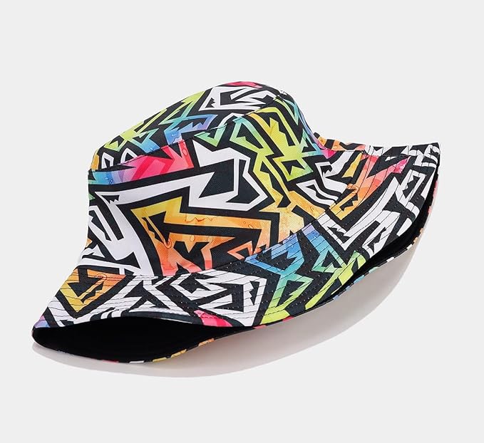 Quanhaigou Bucket Hat for Men Women,Packable Reversible Printed Sun Hats,Fisherman Outdoor Summer Travel Hiking Beach Caps