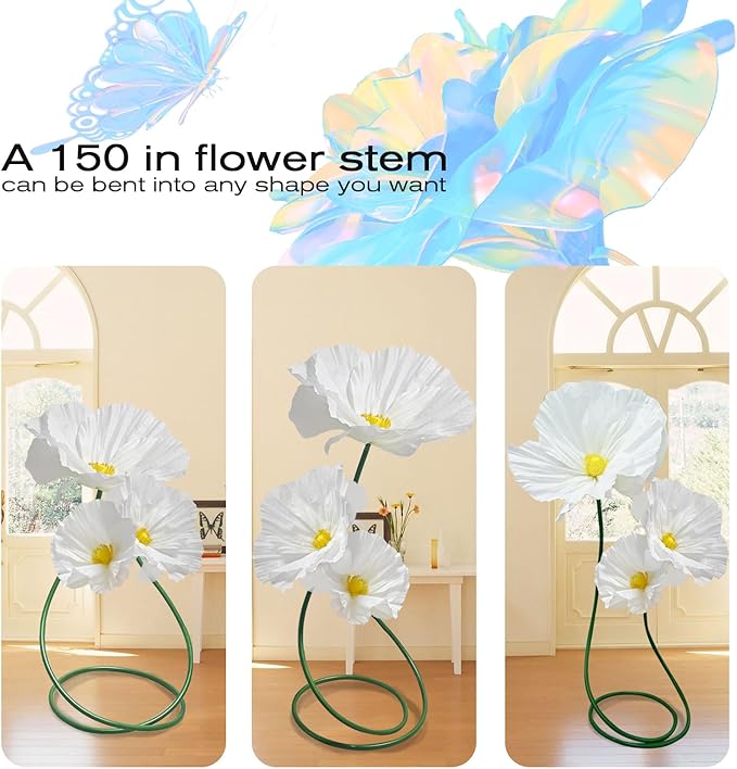 Giant Flowers for Home Decoration - 3 Pack Large Flower Panels for Backdrop Artificial Flowers Wall Table Decor, Flower Birthday Party Decorations for Wedding/Nursery Wall/Baby Bridal Shower (White)
