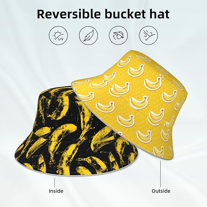 Bucket Hat Double-Side-Wear Reversible Sun Hat Beach Travel Hiking for Women Men