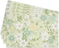 Cotton Linen Waterproof Placemats Set of 4, Sage Green Floral Dining Mat Table Mats Decor Fabric for Kitchen Dinner Coffee Shop Table, Indoor/Outdoor Washable Wipeable Placemat -N028