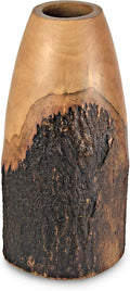 AeraVida Eco-Chic Natural Bark Decorative Mango Tree Wood Classic Flower Vase | Mango Tree Wood Flower Vase| Handmade Home Office Table Vase| Decorative for Living Room