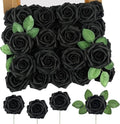 MACTING 60PCS Black Artificial Flowers Real Touch Fake Flowers with Stem Foam Roses for DIY Wedding Bouquets Table Centerpieces Bridal Shower Party Holiday Home Valentines Day Decorations