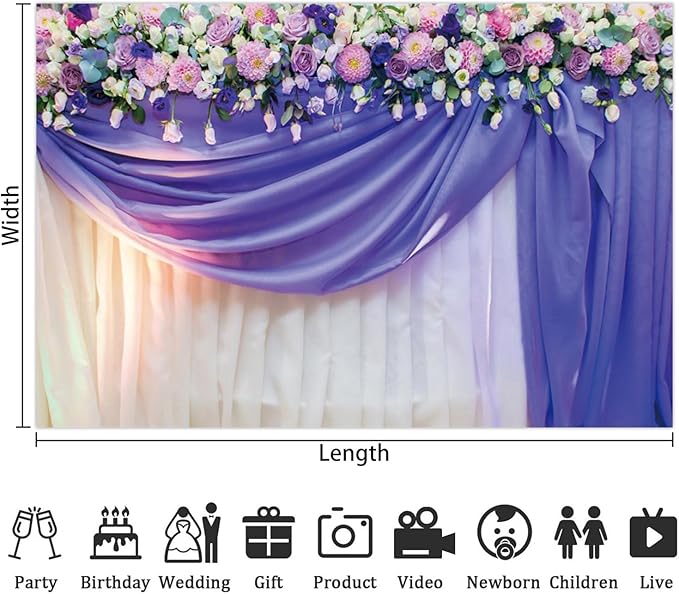 Leowefowa Flower Wedding Backdrop Wedding Pink Roses Floral Curtain Photography Background for Weeding Birthday Baby Shower Party Decorations Backdrop Photobooth 6x4ft Vinyl