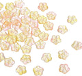 PATIKIL Random Glass Flower Beads, 50Pack Transparent Floral Beads Hibiscus Beads for DIY Jewelry Making Bracelets Bulk, Yellow/Pink