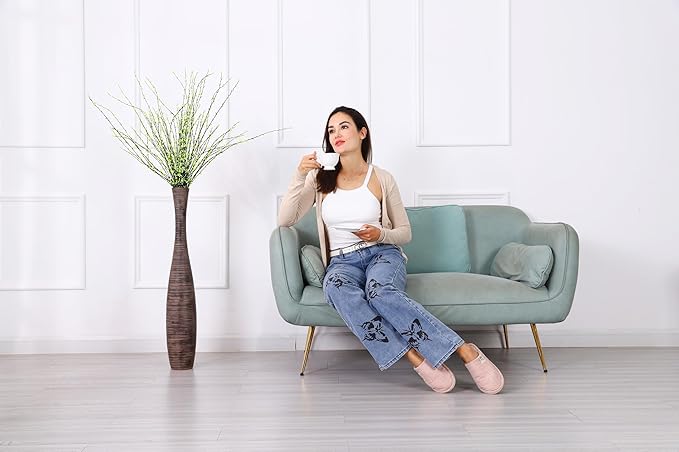 Leewadee Decorative Tall Floor Vase for Living Room Decor, 34 inches, Brown, Resin