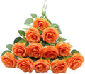 50pcs Artificial Rose Flower Orange Rose Orange Flower with Long Stem Silk Roses Bouquet for Wedding Bridal Shower Party Home Decoration