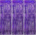 TONIFUL 3Pcs Laser Purple Door Streamers,Laser Purple Photo Booth Backdrop Metallic Streamers Foil Fringe Curtains for Halloween,Birthday,Christmas,New Year,Bachelorette,Grad Party(9.9ft x 6.6ft)