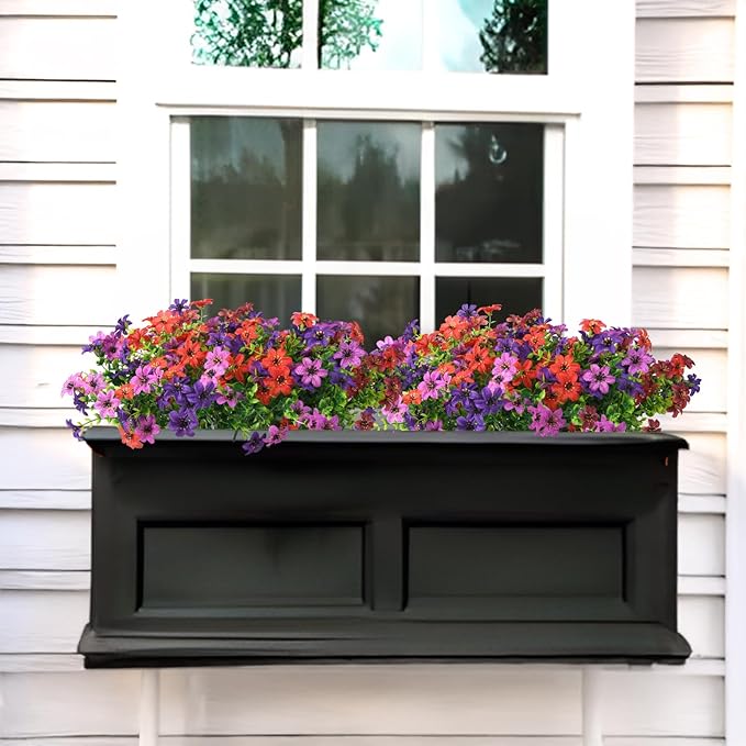 Homsunny Artificial Mums Fake Flowers for Outdoors Decoration, 12 Bundles Faux Silk Daisy Plants UV Resistant for Outside Garden Front Door Porch Planter Patio Yard (Mix)