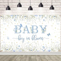 7x5ft Baby Boy in Bloom Backdrop for Boys Wildflower Baby in Bloom Baby Shower Decorations Banner Blue Floral Baby Shower Photography Background Cake Table Decor Supplies Photo Booth Prop