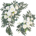 Wedding Arch Faux Flowers Set of 2, Welcome Sign Floral Decoration and Wedding Signs for Ceremony Reception Table Home Decoration (2ps White)
