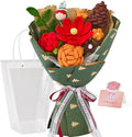 Alecono Crochet Flower Bouquet, Christmas Knitted Flowers, Green Completed Handmade Flower for Lover Anniversary Birthday Party Gifts (Include Card)