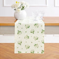 Solino Home Lily Floral Print Table Runner 36 inch - 100% Pure Linen Table Runner 14 x 36 Inch - Machine Washable - Lily of The Valley/Off White Print