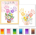 DIY FlowerHandprint Craft Kit for Grandma, Unique Gifts for Grandma, Birthday Gift for Mom Grandma Nana Mimi, Christmas and New Year Gifts(12" x 16", 2 Art Papers, Wood Frame)