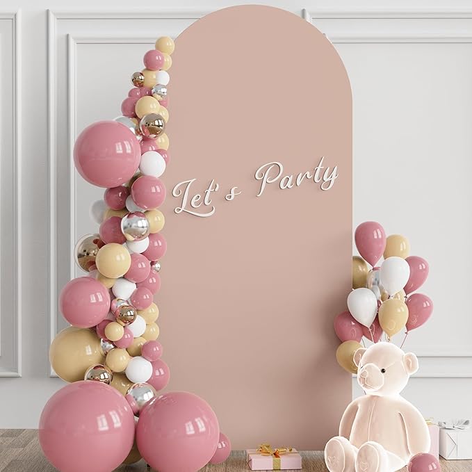 Wokceer 6FT Wedding Arch Backdrop Cover Spandex Fitted Nude Wedding Arch Covers Round Top Chiara Arches Backdrop Cover for Birthday Party Ceremony Banquet Decoration