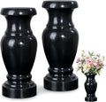 Cemetery Vase, Granite Grave Vase Memorial Stone Vases for Home Tabletop, Artificial or Fresh Flowers, Cemetery Grave Headstone Decorations (2Pcs, Black), No Draining Hole