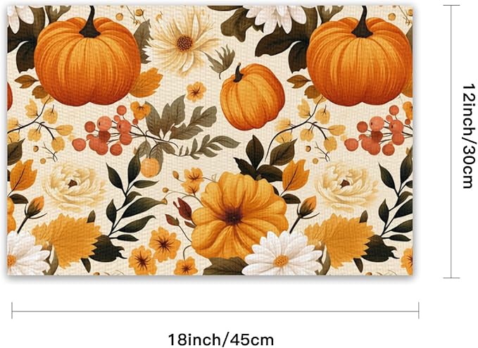 Placemats Set of 4 Halloween Waterproof Oilproof Table Mats Washable Wipeable Heat Resistant Easy to Clean for Indoor Outdoor Party Kitchen Dining Table Decoration 12 * 18in