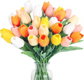 20pcs 14" Tulips Artificial Flowers for Real Touch Fake Tulips Slik Faux Flowers for Summer Wedding Bouquet Spring Easter Mother's Day Decor (5 Color)