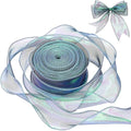 Iridescent Green Sheer Chiffon Ribbon – 2.4" Wide x 40 Yards – Perfect for Christmas Gift Wrapping, Floral Bouquets, Wedding Decor & DIY Crafts