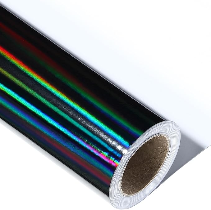 LeZakaa Black Wrapping Paper Roll - Holographic Iridescent Wrapping Paper for Birthday, Valentine's, Halloween, Holiday Party - 17 inches x 32.8 Feet (47.23 sq.ft.)