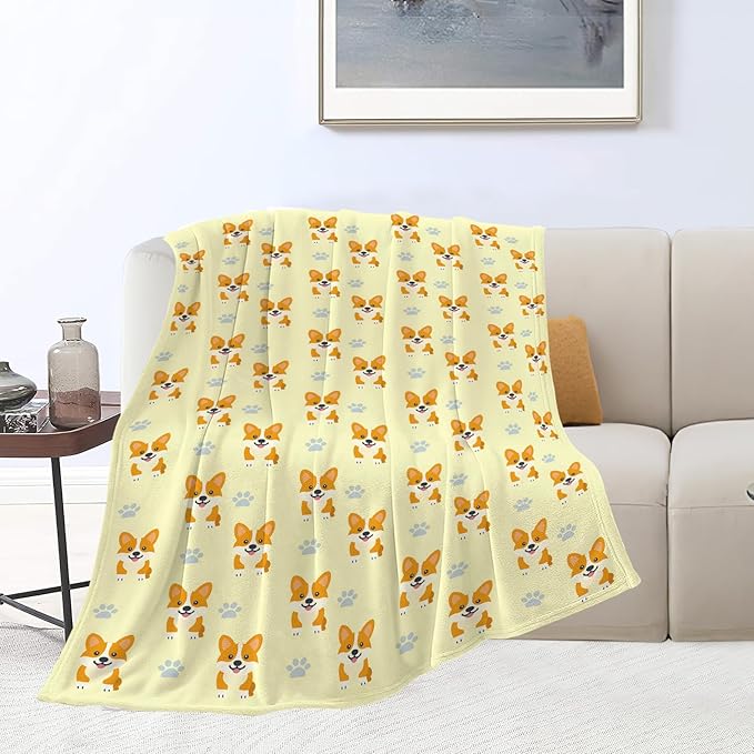 Corgi Blanket Cute Corgi Dog Throw Blanket Puppy Soft Cozy Fleece Fuzzy Stuffed Plush Flannel Gifts for Girls Women Boys Kids Adults 50"X60"