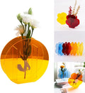 Acrylic Round Vase in Vibrant Orange, Modern Decorative Centerpiece for Living Room, Dining Table, or Office Display (Round Style)
