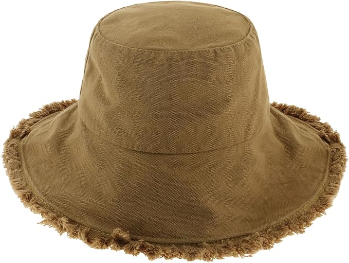 CHOK.LIDS Frayed Bucket Hats for Women Men Unisex Trendy Washed Cotton Floppy Wide Brim Boonie Outdoor Summer Beach Headwear