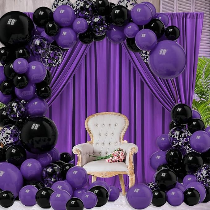 10 x 10 Feet Purple Backdrop Curtain for Partie, Background Curtains for Photoshoot, Birthday, Wedding, Halloween, Thanksgiving, Christmas, New Year Party Decorations 5Ft x 10Ft, 2 Panels