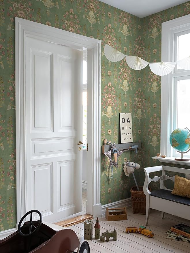 Orainege Floral Wallpaper Peel and Stick Wallpaper Modern Contact Paper 16.9in x 118.1in Self Adhesive Wall Paper for Bedroom Bathroom Shelf Liner Decor Removable