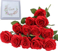 Artificial Rose Flower Red Flowers Red Rose Flowers Silk Flowers 12 pcs with Long Stem Silk Roses Bouquet for Wedding Bridal Shower Party Home Decoration