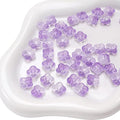 100PCS Glass Flower Beads for Jewelry Making 4 Petal Flower Bead Caps Gradient Cute Floral Beads Aesthetic Charms for Necklace Bracelets Earrings DIY Craft Home Decoration-Purple