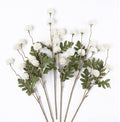 mizii 6Pcs White Fake Silk Pompon Mum Artificial Flowers Bulk Small Faux Chrysanthemums with Stems Realistic Floral Decorations for Wedding DIY Bouquet Centerpieces Shower Vase Home Decor (White)