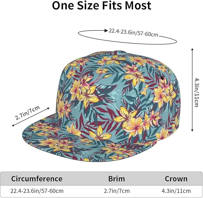 Floral Hawaiian Baseball Hat Adjustable Tropical Flower Snapback Hats Baseball Caps for Women Men