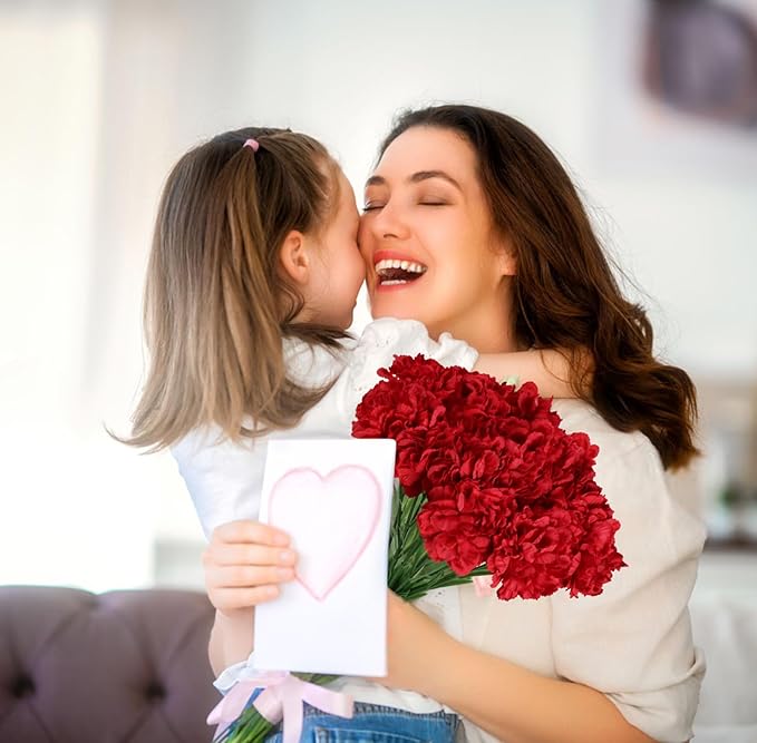 Red Carnations Artificial Flowers 15PCS Carnations Flowers Silk Flowers 21.25in Fake Flowers for Wedding Home Table Centerpieces Floral Arrangements(Red)