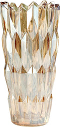 9.6" High Amber Glass Flower Vase for Home Decor, Dining Wedding Table Office Holiday Party Centerpiece Decoration