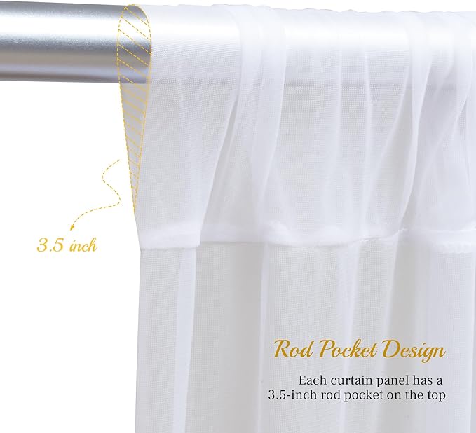 20x10ft White Tulle Backdrop Curtain with Lights String for Parites, Sheer Backdrop Curtains for Wedding Baby Shower Birthday Party Photo Shoot Decorations