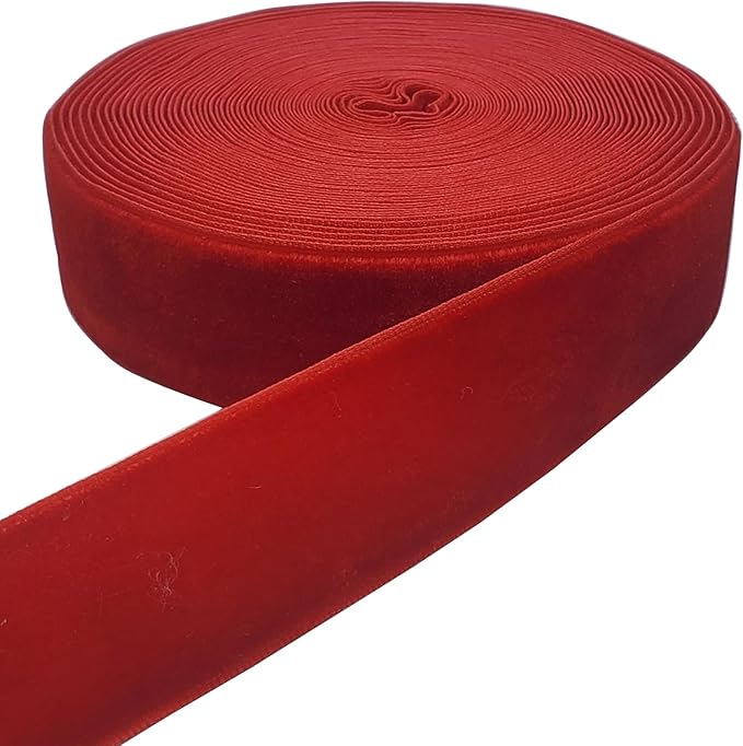 10 Yards Velvet Ribbon Spool (Red, 1")