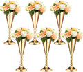 6 Pcs Flower Trumpet Gold Vase Tabletop Centerpiece Gold Tall Flower Vases Bulk Wedding Table Decorative Centerpiece Table Decorations Arrangements for Floral Party Anniversary Birthday(M)