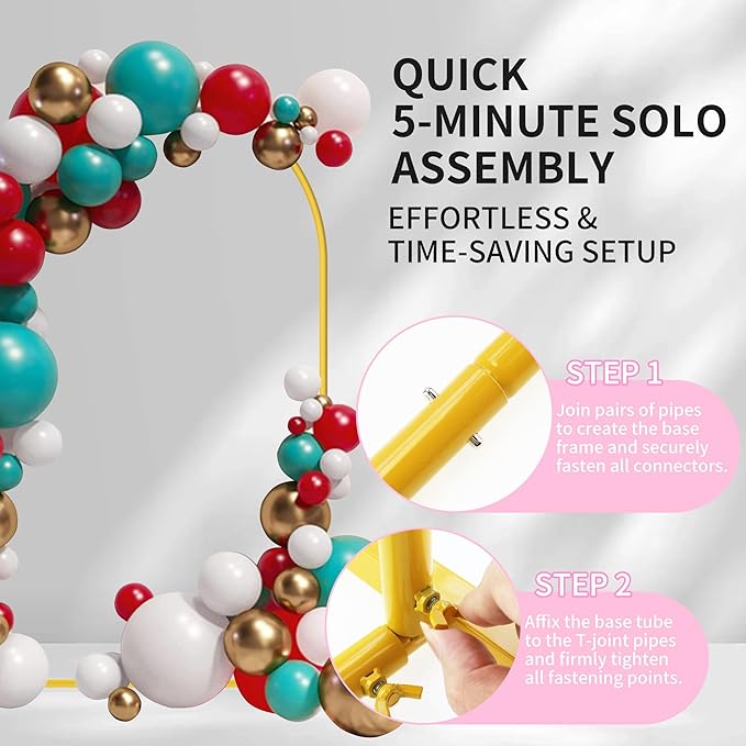7.2FT Arch Backdrop Stand for Party, Wedding Arch Stand for Ceremony Birthday Party Baby Showers Photo Booth Easy Assembly Supports Flowers Balloons and Decor,Gold
