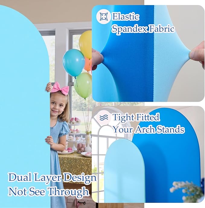 Blue Royal Blue Arch Backdrop Cover Set of 2-7.2ft 6ft Dual Color Wedding Arch Cover,Wrinkle Free Stretchy Spandex Fitted Chiara Arch Stand Cover for Boss Baby Birthday Party Photo Photography
