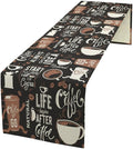 Coffee Theme Table Runner Coffee Time Retro Black Dress Scarves Farmhouse Dinner Runner for Kitchen Dining Coffee Table Decoration Cabin Home Holiday Party 13x108in