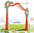 ponatia Artificial Burnt Orange Wedding Arch Flowers Kit with 2PCS Shiny Arch Chiffon Fabric, Dusty Rose Flowers for Wedding Welcome Signs Decorations and Arch Flowers for Wedding Ceremony Reception