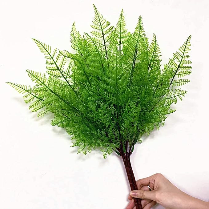 Artificial Fern Plants, PASYOU Fake Greenery Shrubs Plastic Bushes Grass Shrub Leaves Bush Home Indoor Outdoor Garden Verandah Wedding Party Décor Table Arrangement Decoration Planter Filler 4 Bunches