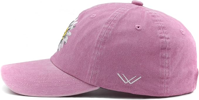 Waldeal Pickleball Hat for Women, Ajustable Embroidered Daisy Washed Denim Baseball Cap