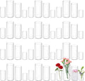 48 Pack Plastic Cylinder Vases, 4 6 8 10 Inch Tall Acrylic Cylinder Clear Flower Vase Set Bulk Glass Like Large Round Plastic Vases for Centerpiece Wedding Home Office