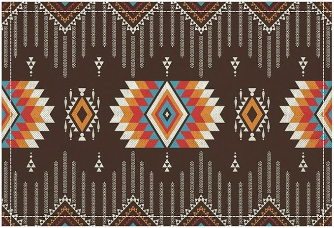 Aztec Tribal Placemats Set of 4 Retro Boho Western Native American Art Printed Dining Table Mats for Restaurant Home Kitchen Holiday Decor 12x18in
