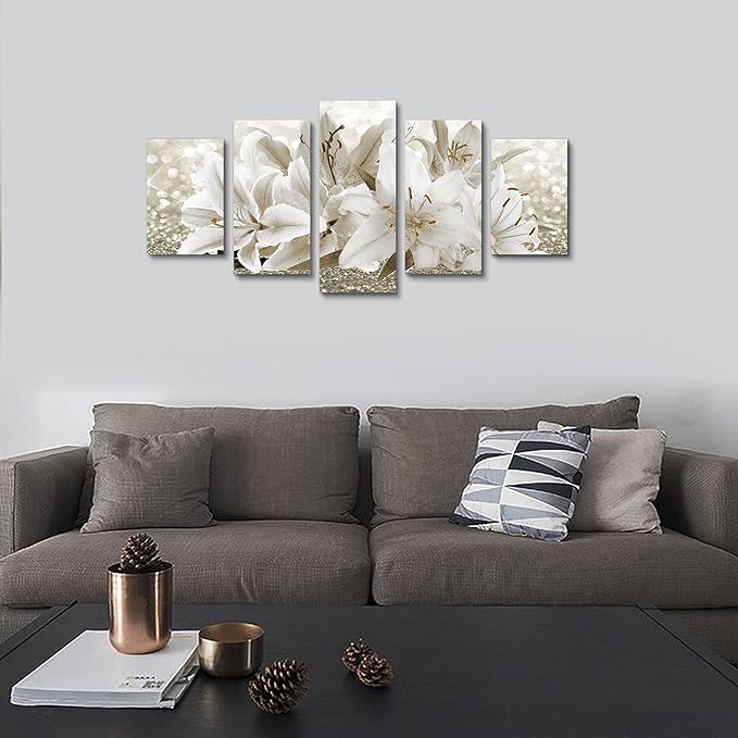 LUDUHU Arts Modern Flower Theme Wall Art - Abstract Orchid Canvas Wall Decor Flower Abstract Painting Still Life Canvas Wall Art for Home Decor (B,Oversize 60x30inch)