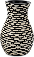 AeraVida Intricate Etched Ovals Mango Wood Vase Dark Brown 6-Inch Handmade Tabletop Flower Holder for Dried or Silk Flowers Rustic Modern Decor Accent for Living Room or Office