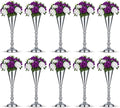 10 Pcs Tabletop Silver Metal Wedding Flower Trumpet Vase, 16.5 inch Table Decorative Centerpiece Artificial Flower Arrangements for Anniversary Ceremony Party Birthday Event Home Decoration (Silver)